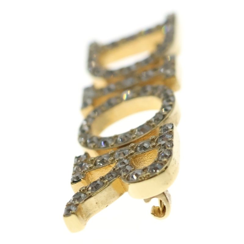 Dior Dioevolution Logo Rhinestone Brooch Gold