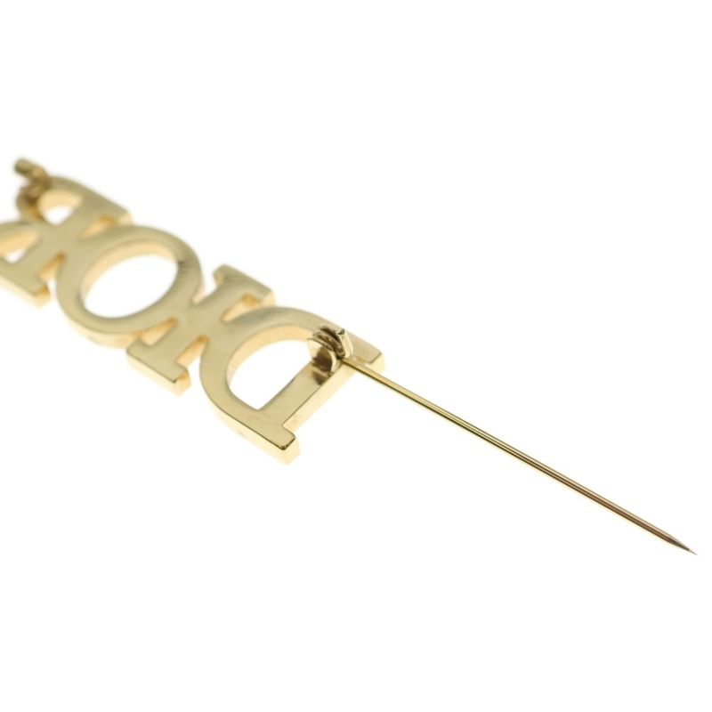 Dior Dioevolution Logo Rhinestone Brooch Gold