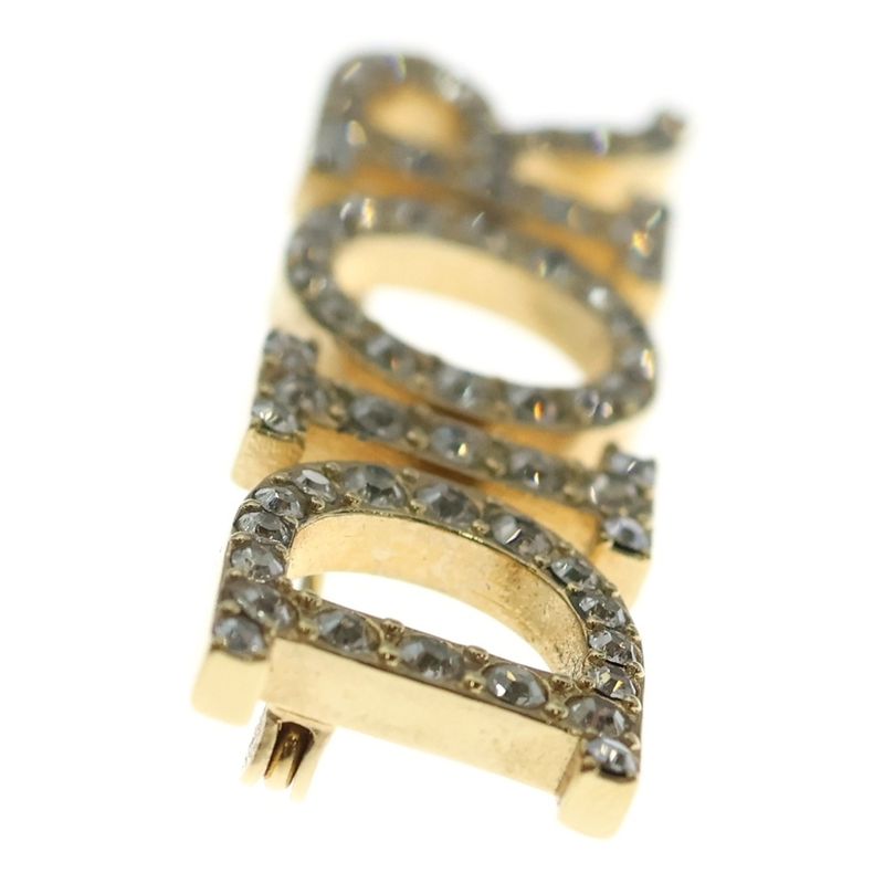 Dior Dioevolution Logo Rhinestone Brooch Gold