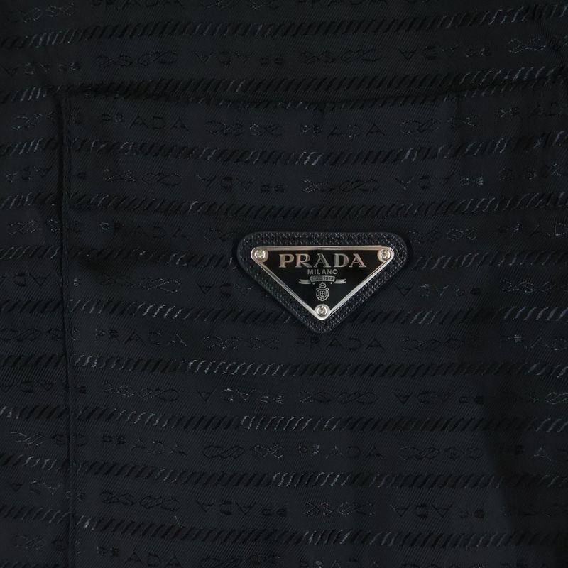 Prada Re-Nylon Open Collar Zip Up Short Sleeve Shirt