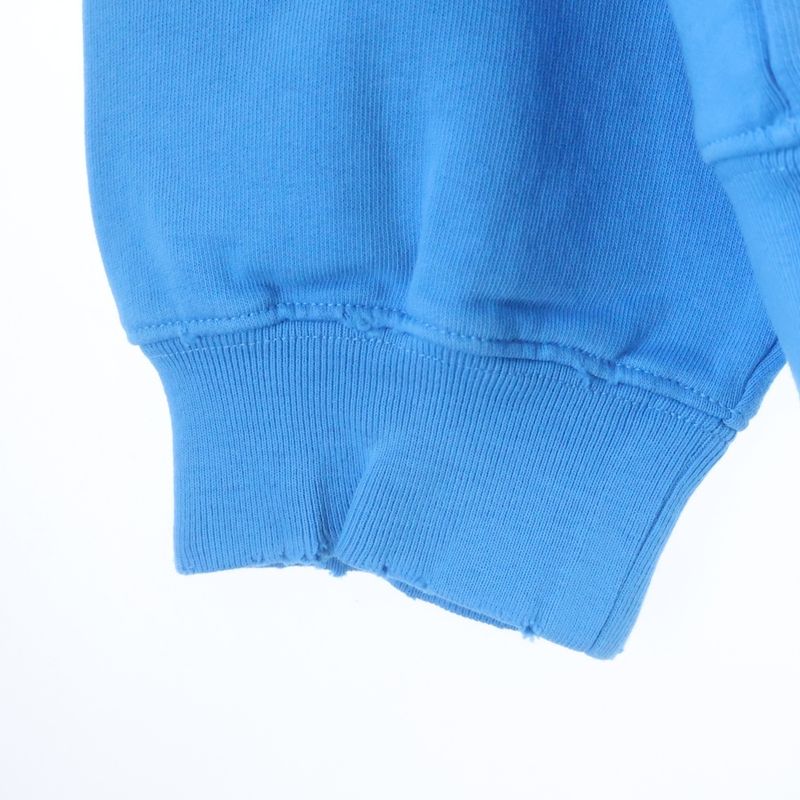 Balenciaga Distressed Campaign Logo Print Pullover Sweatshirt Hoodie Blue Sweater