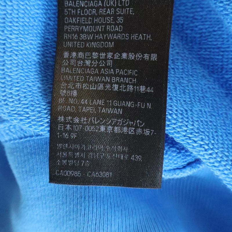 Balenciaga Distressed Campaign Logo Print Pullover Sweatshirt Hoodie Blue Sweater