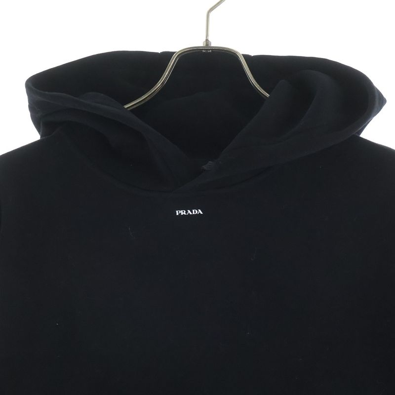 Prada Technical Cotton Hoodie Pullover Black Sweater
