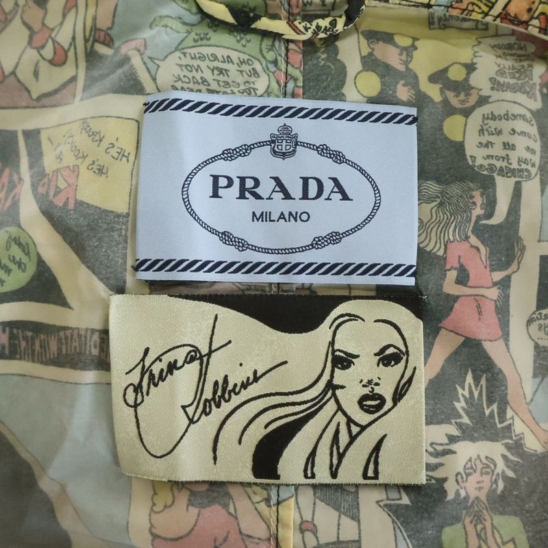 Prada Comic Nylon Jacket All Over Pattern Zip Up Hoodie Multi