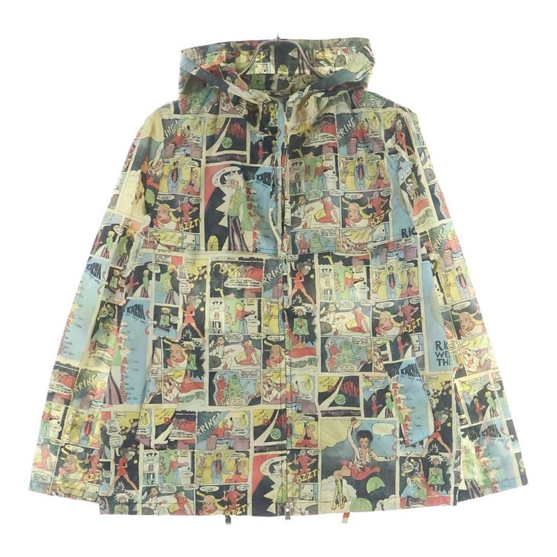 Prada Comic Nylon Jacket All Over Pattern Zip Up Hoodie Multi