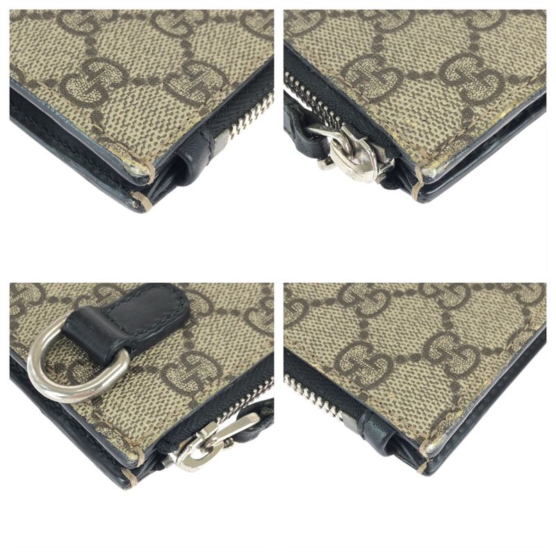 Gucci Sherry Clutch Leather Canvas Beige Black