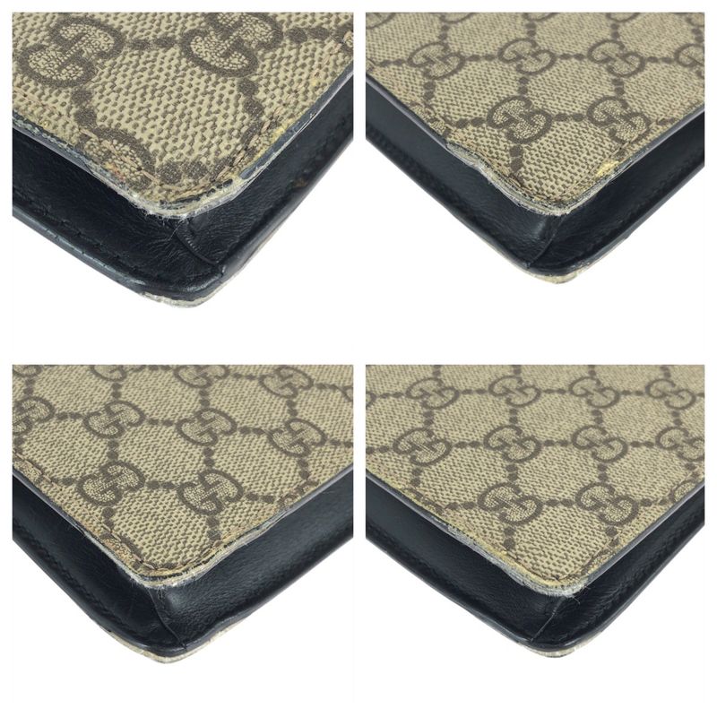 Gucci Sherry Clutch Leather Canvas Beige Black