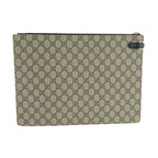 Gucci Sherry Clutch Leather Canvas Beige Black
