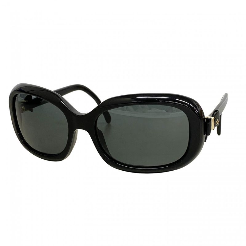 Chanel Sunglasses Plastic Black Gold