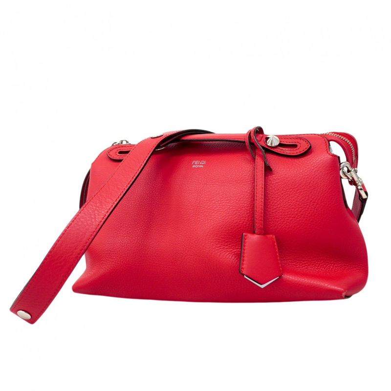 Fendi Handbag by the Way Leather Red Silver 2-Way Bag