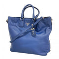Prada Handbag Leather Blue Silver 2-Way Bag