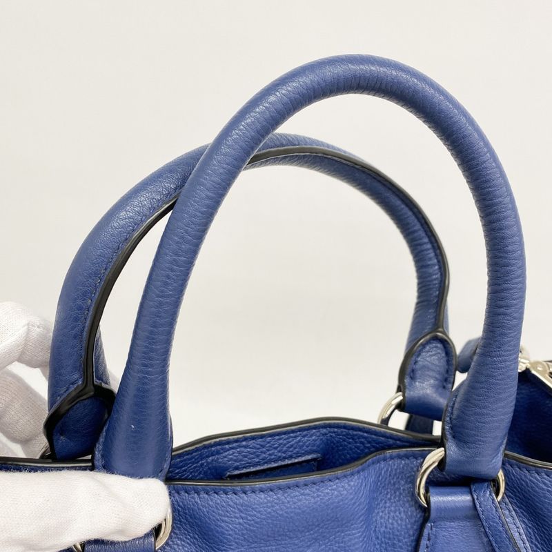 Prada Handbag Leather Blue Silver 2-Way Bag