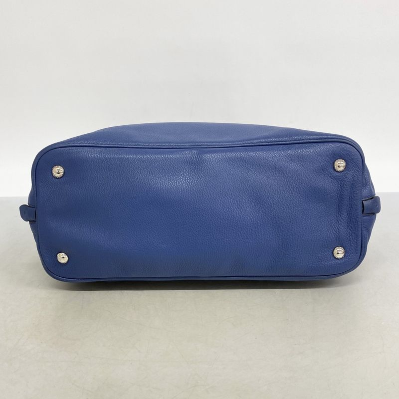 Prada Handbag Leather Blue Silver 2-Way Bag