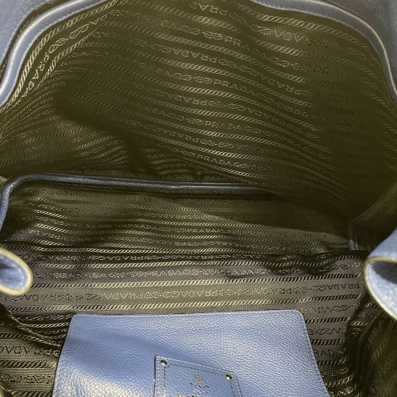 Prada Handbag Leather Blue Silver 2-Way Bag