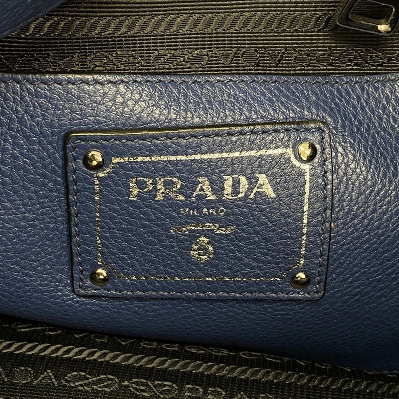 Prada Handbag Leather Blue Silver 2-Way Bag