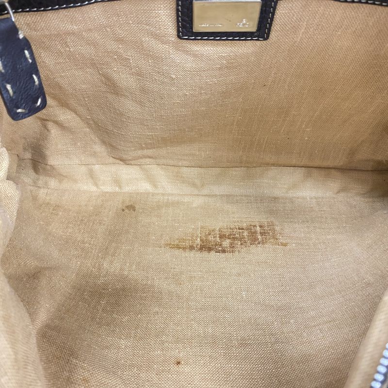 Fendi Shoulder Bag Zucca Selleria Nylon Canvas Brown Silver