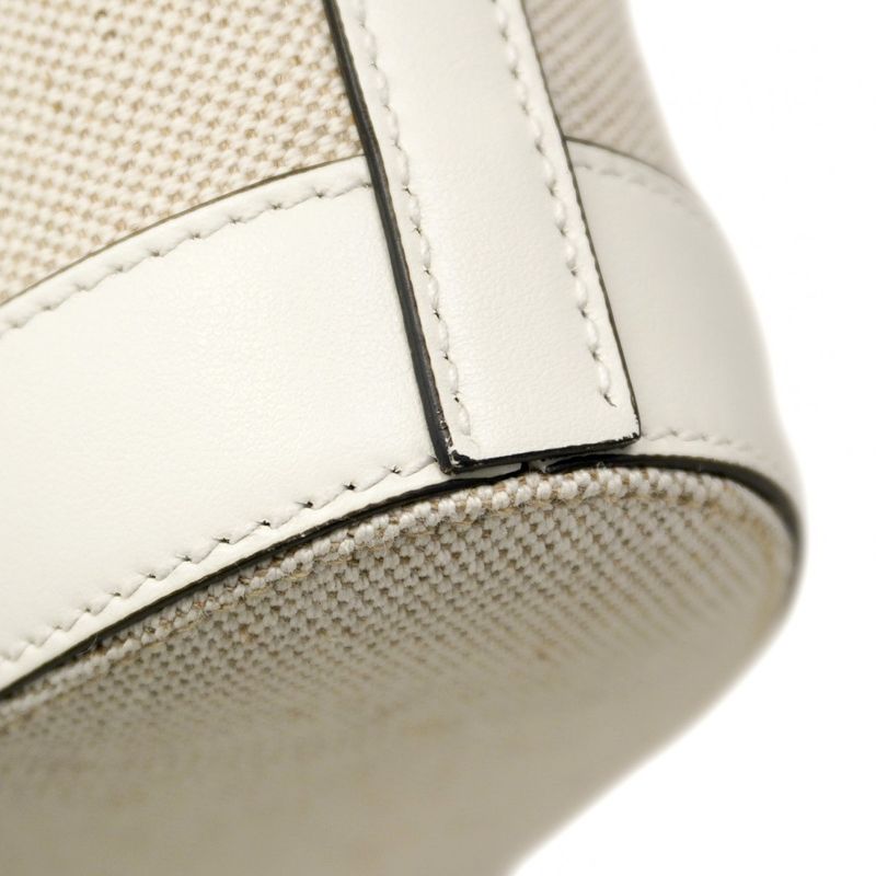 Prada Handbag Canvas Beige White Gold 2-Way Bag