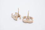 Chanel CC Logo Gold Glitter Earrings Metal — view 4