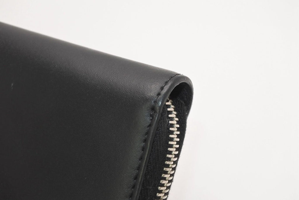 Fendi FF Logo Round Zip Wallet Leather Black Brown Silver — view 5