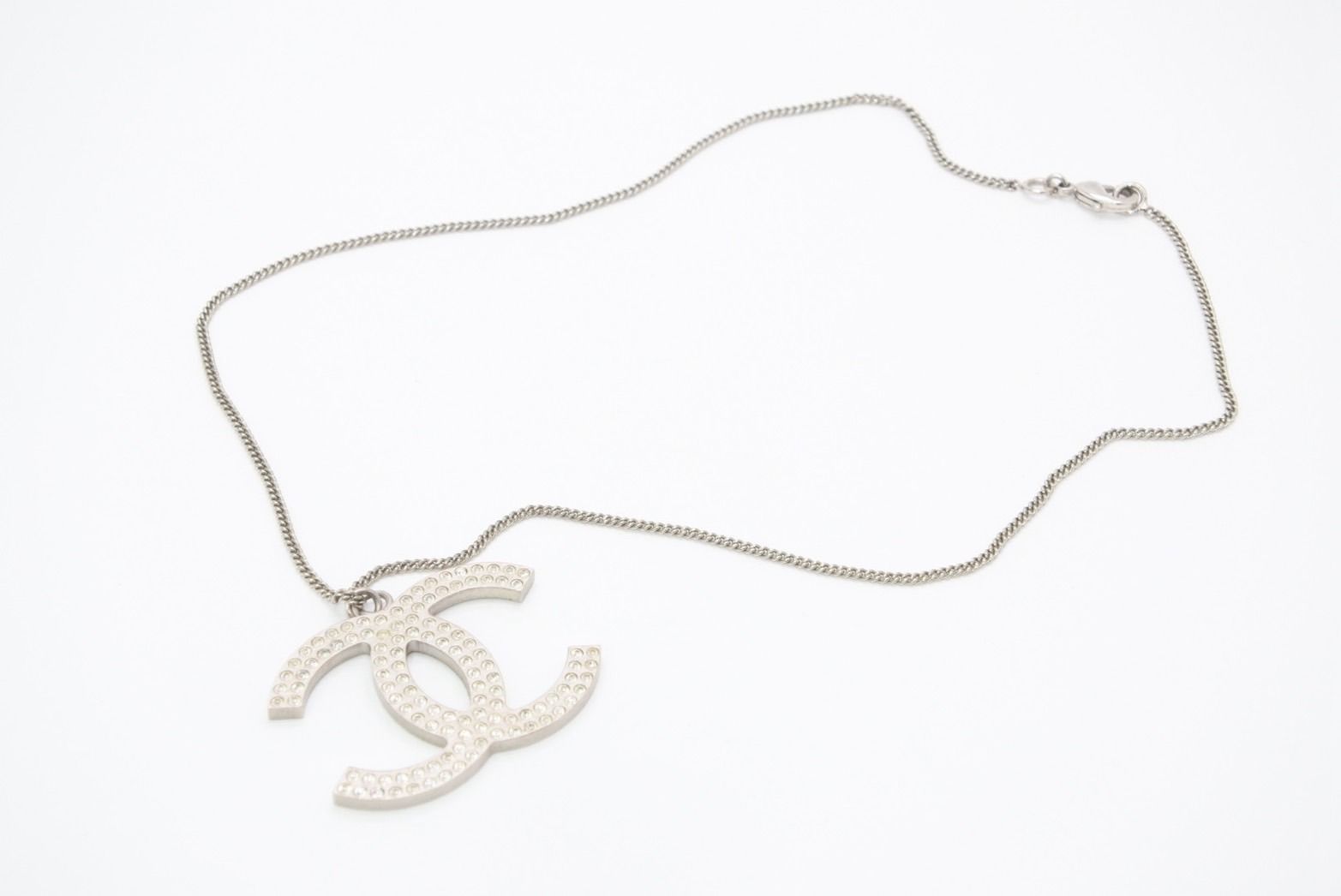 Chanel CC Logo Necklace 01 Rhinestone Metal