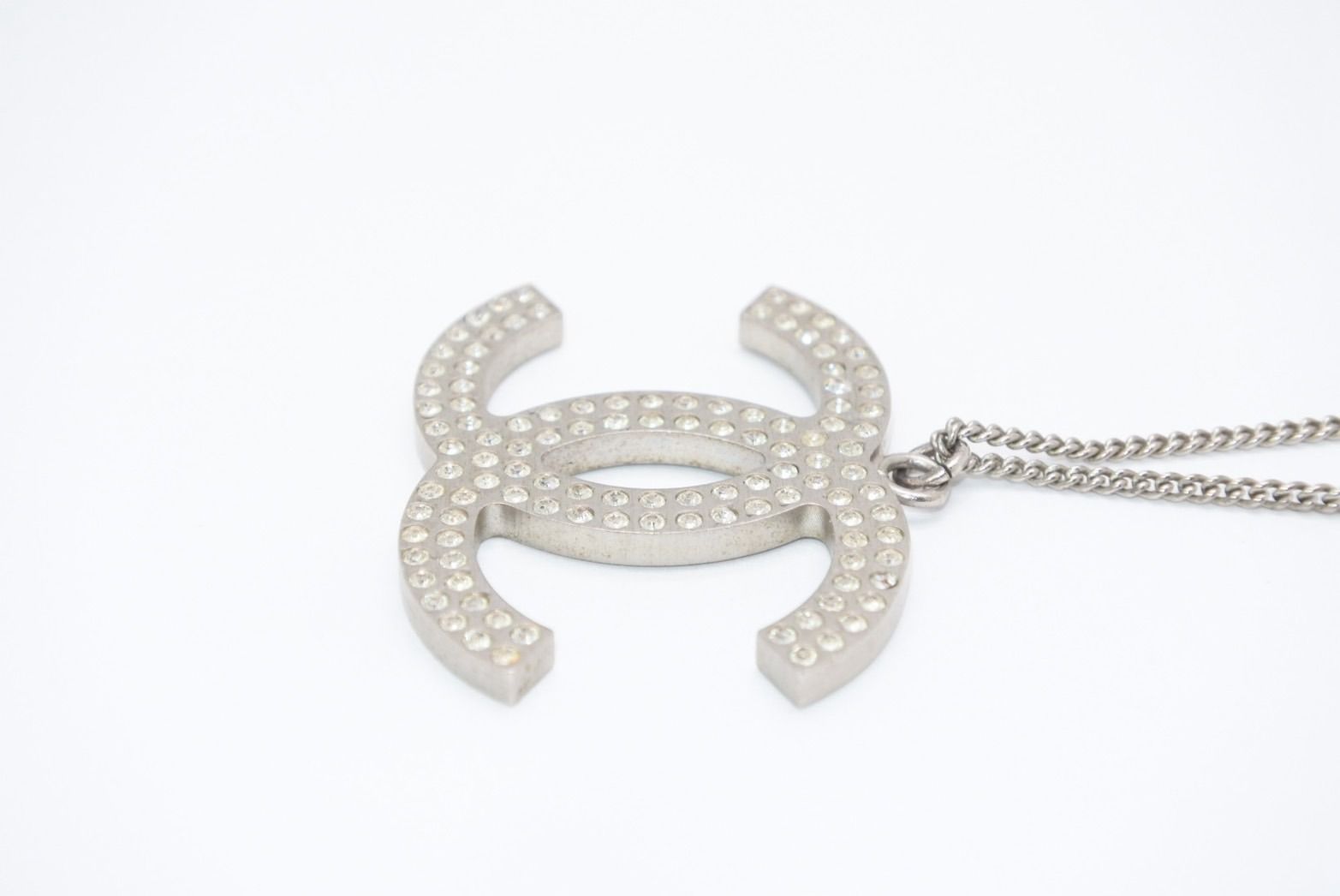 Chanel CC Logo Necklace 01 Rhinestone Metal — view 3