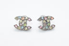 Chanel CC Logo Earrings 05 Color Stone Metal Silver
