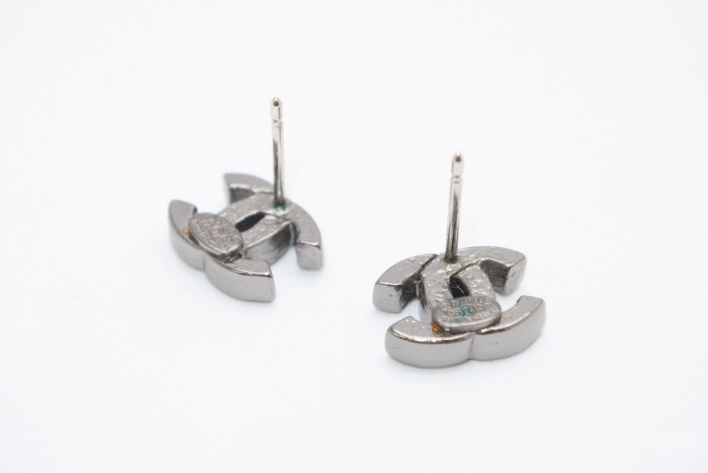 Chanel CC Logo Earrings 05 Color Stone Metal Silver — view 4