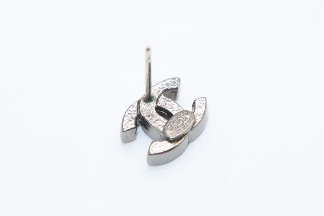 Chanel CC Logo Earrings 05 Color Stone Metal Silver — view 6