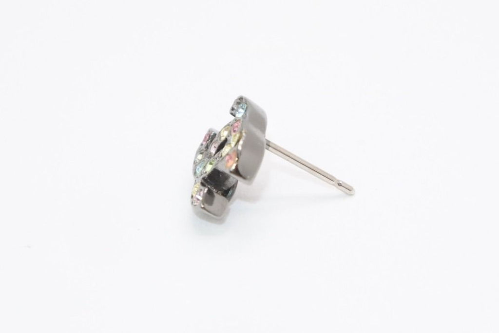 Chanel CC Logo Earrings 05 Color Stone Metal Silver — view 3