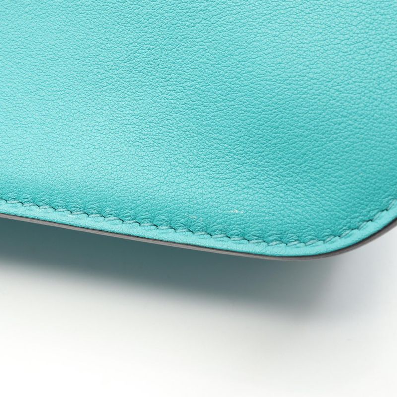 Hermes Handbag Halzan Mini Blue Paon Leather Paon Green