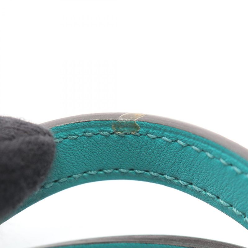 Hermes Handbag Halzan Mini Blue Paon Leather Paon Green
