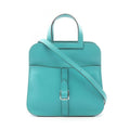 Hermes Handbag Halzan Mini Blue Paon Leather Paon Green