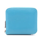 Hermes Round Wallet Azap Compact Silk in Blue Zanzibar Leather Blue-zanzibar