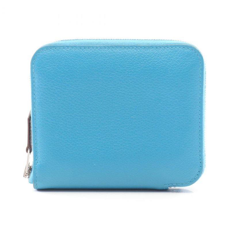 Hermes Round Wallet Azap Compact Silk in Blue Zanzibar Leather Blue-zanzibar