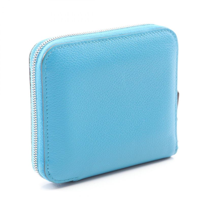 Hermes Round Wallet Azap Compact Silk in Blue Zanzibar Leather Blue-zanzibar