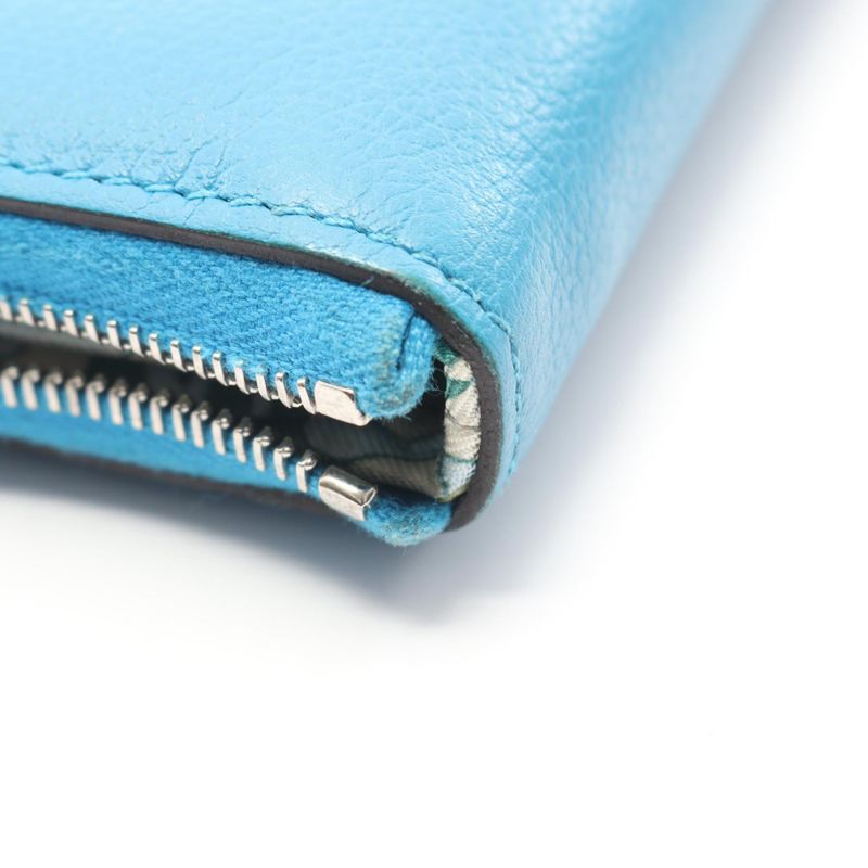 Hermes Round Wallet Azap Compact Silk in Blue Zanzibar Leather Blue-zanzibar