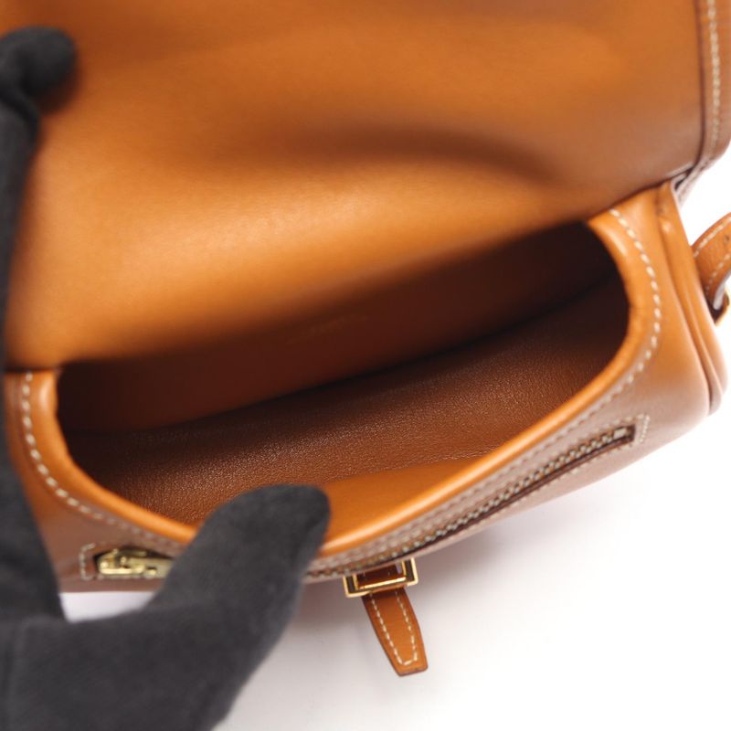 Hermes Shoulder Bag Bardo Golf Mini Gold Leather Brown
