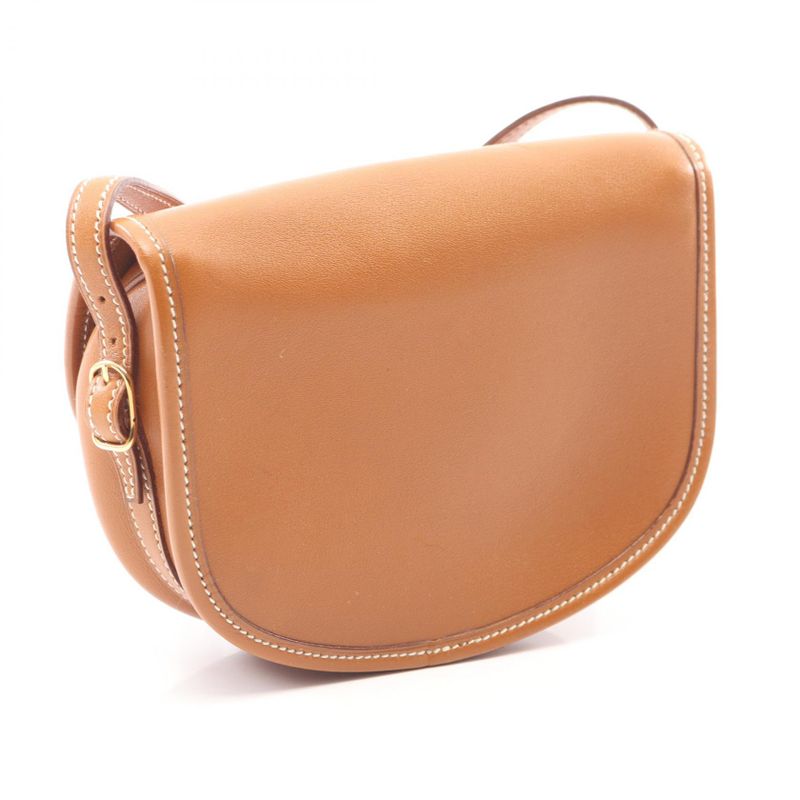 Hermes Shoulder Bag Bardo Golf Mini Gold Leather Brown