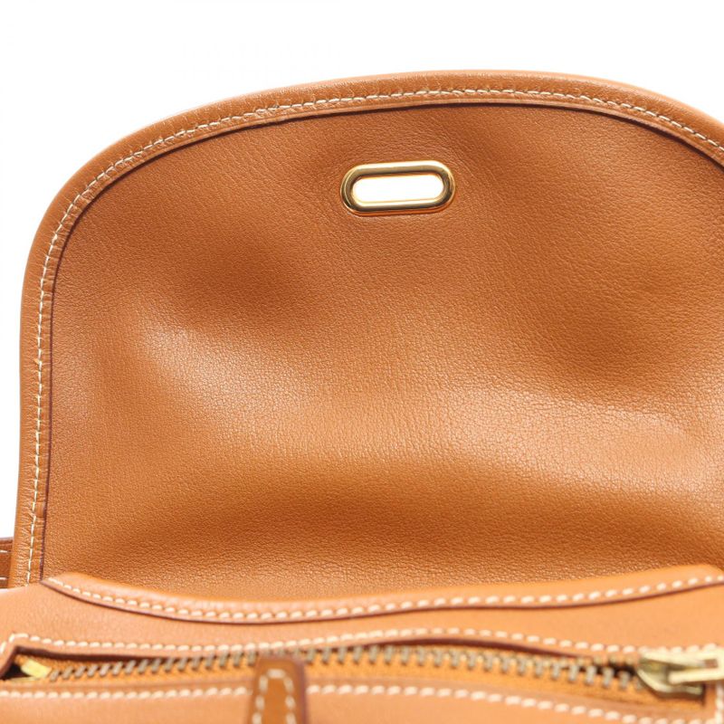 Hermes Shoulder Bag Bardo Golf Mini Gold Leather Brown