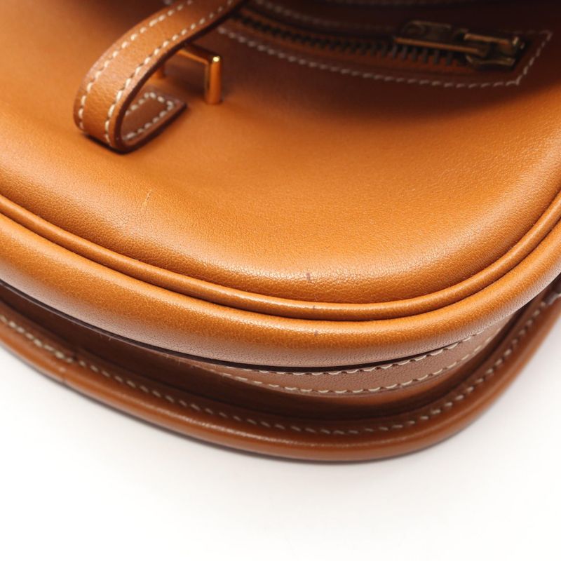 Hermes Shoulder Bag Bardo Golf Mini Gold Leather Brown