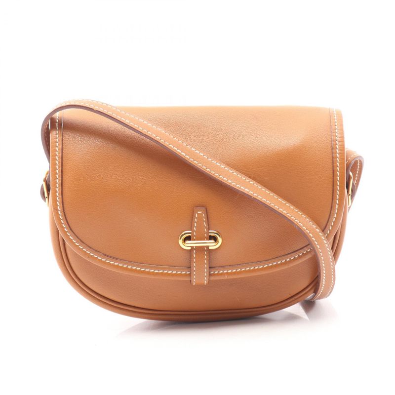 Hermes Shoulder Bag Bardo Golf Mini Gold Leather Brown