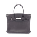 Hermes Handbag Birkin 30 Pull Noir Black Leather Pull Navy
