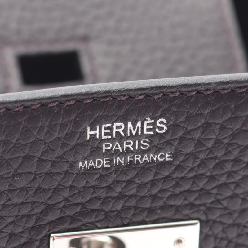 Hermes Handbag Birkin 30 Pull Noir Black Leather Pull Navy