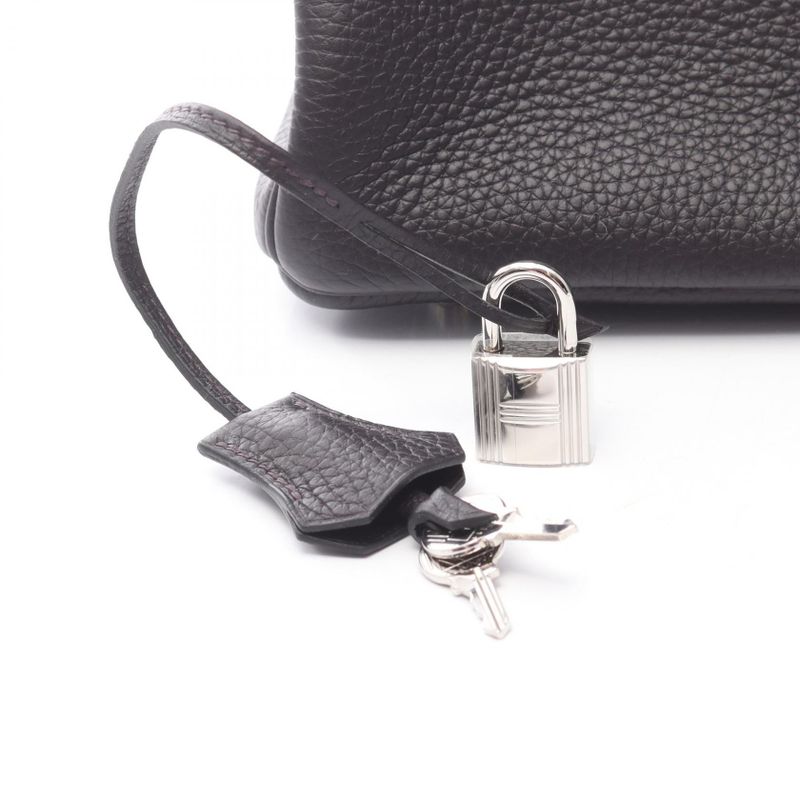 Hermes Handbag Birkin 30 Pull Noir Black Leather Pull Navy