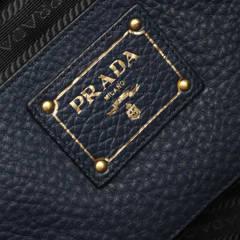 Prada Tote Vitello Daino Navy Leather