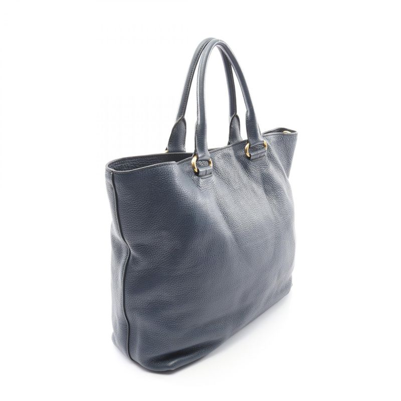 Prada Tote Vitello Daino Navy Leather