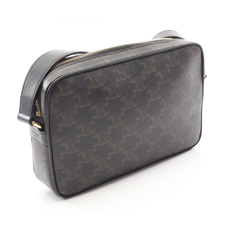 Celine Shoulder Bag Triomphe Black Canvas