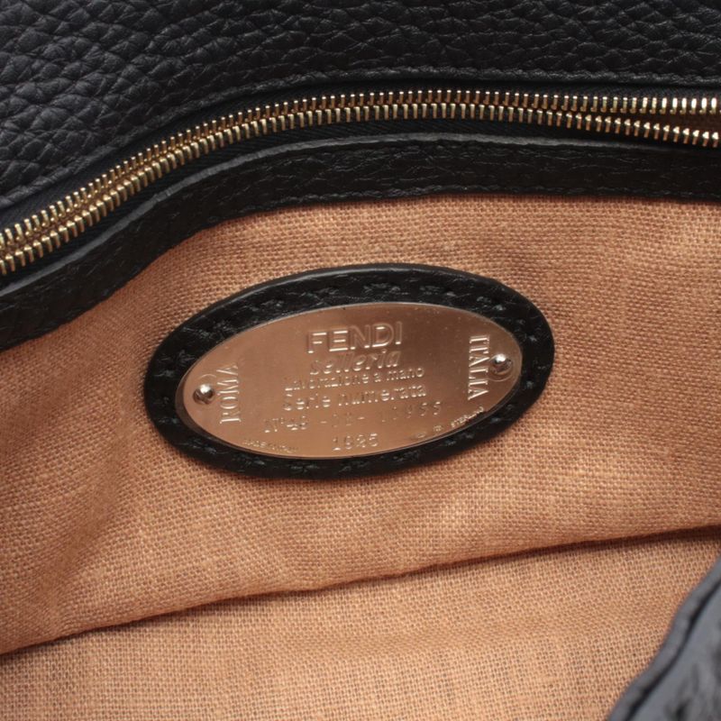 Fendi Handbag Selleria Mini Linda Black Brown Leather