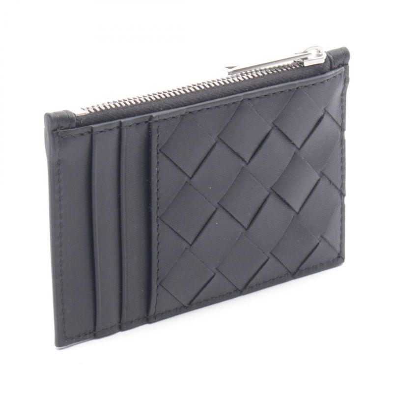 Bottega Veneta Coin Case Intrecciato Black Leather