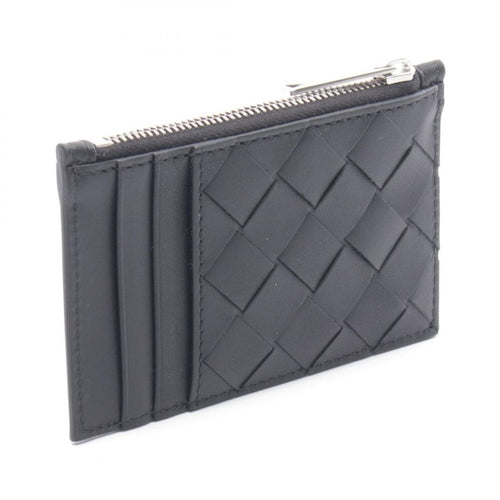 Bottega Veneta Coin Case Intrecciato Black Leather